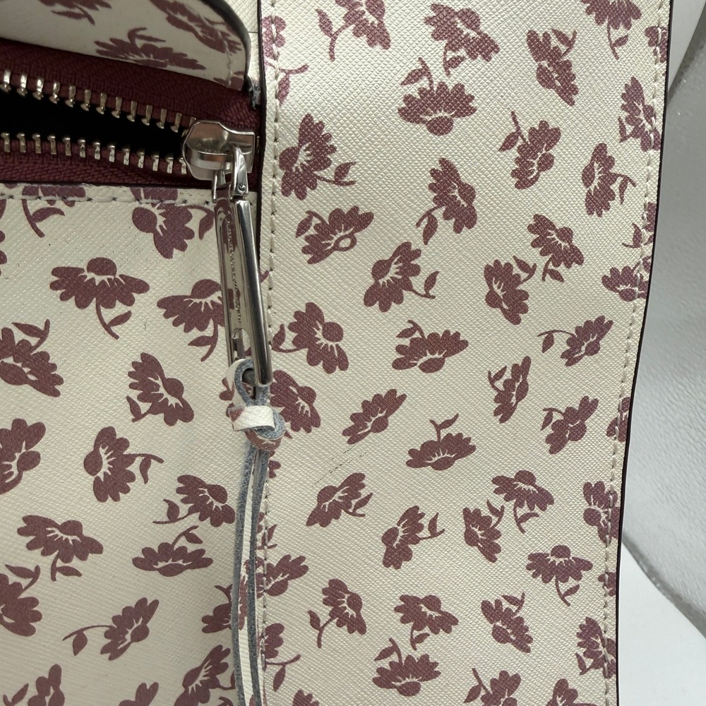 Rebecca Minkoff Tote Bag Women Large Cream Floral Saffiano Leather M.A.B. Work - Picture 4 of 14